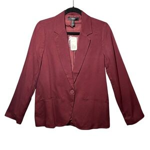 Forever 21 Blazer Jacket Wine Burgundy Single Button‎ Small